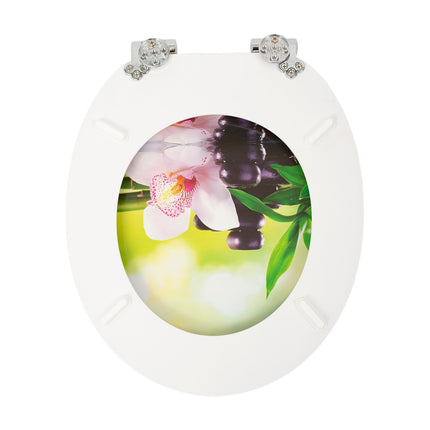 18" Universal Wooden Toilet Seat Easy Fit Bathroom WC Toilet Seat with Fittings