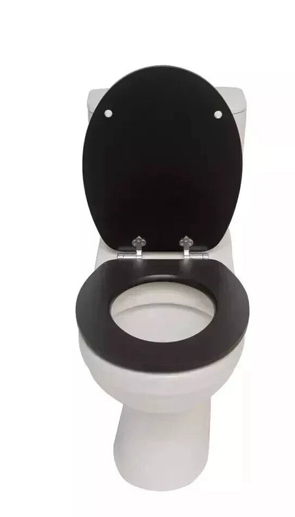 18” MDF Universal Toilet Seat – Quick Fit Wooden WC Seat (Black)