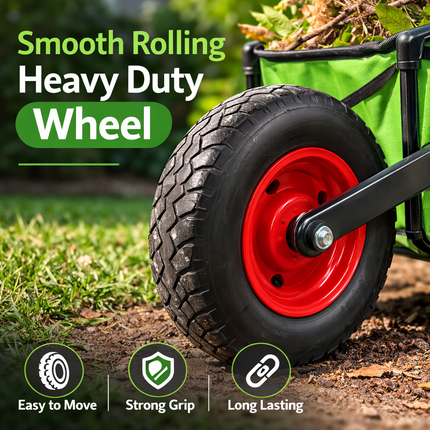 Folding Wheelbarrow Garden Cart Collapsible Fabric Yard Trolley 80KG Capacity