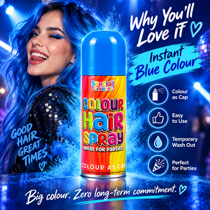 Hair Colour Spray 200ml Temporary Wash Out Halloween Fancy Dress Party 6 Colours