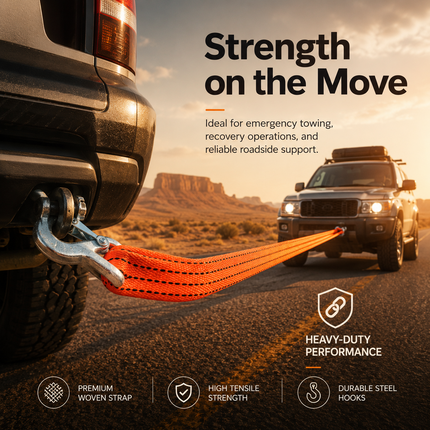 Tow Strap With Hooks 4m Heavy Duty Recovery Belt