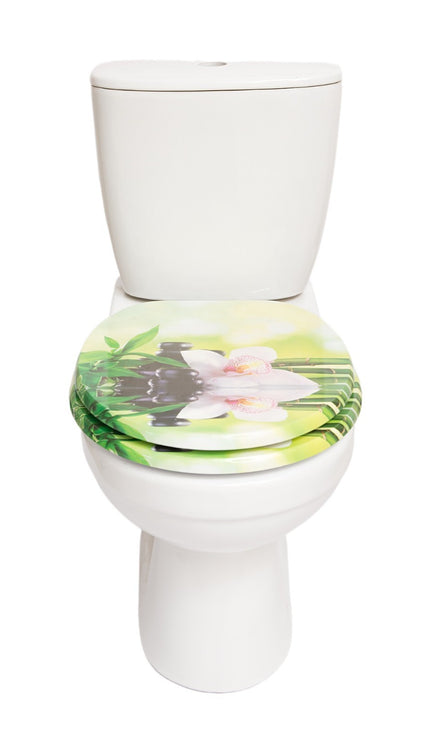 18" Universal Wooden Toilet Seat Easy Fit Bathroom WC Toilet Seat with Fittings