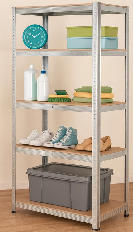 Pack of 2 Steel Garage Shelving Units – Silver