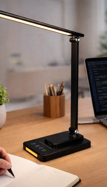 LED Desk Lamp with USB Charging, Night Light & Timer