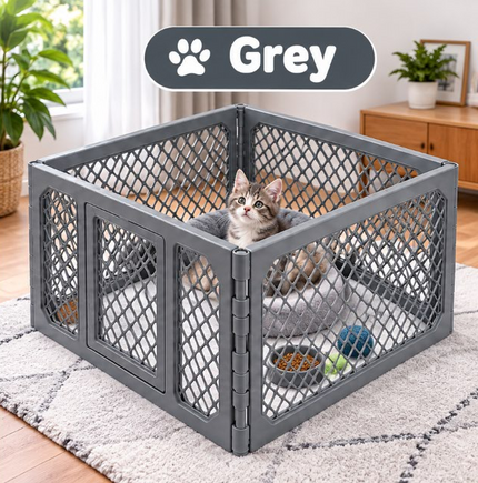 4 Panel Puppy Dog Playpen Plastic Mesh Pet Fence Indoor Cat Rabbit Enclosure