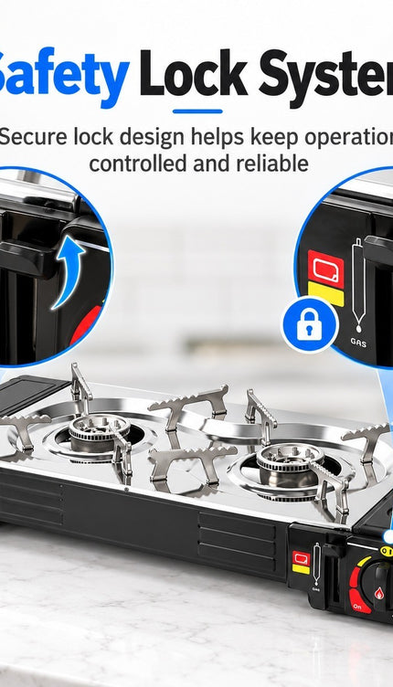 Portable Double Burner Butane Stove Outdoor Camping Cooker BBQ Easy Ignition