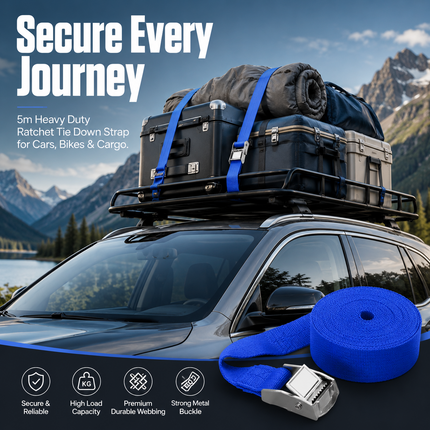 Ratchet Tie Down Strap 5m Heavy Duty Cargo Belt