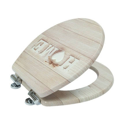 18" UNIVERSAL BATHROOM TOILET SEAT WOODEN EASY FIT WC SEAT WITH FITTINGS