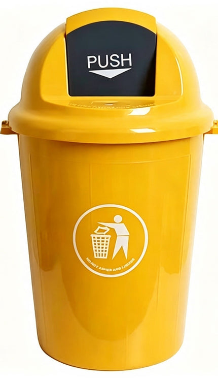 80L Large Plastic Dustbin Push Flap Lid Rubbish Waste Bin Home Office Kitchen