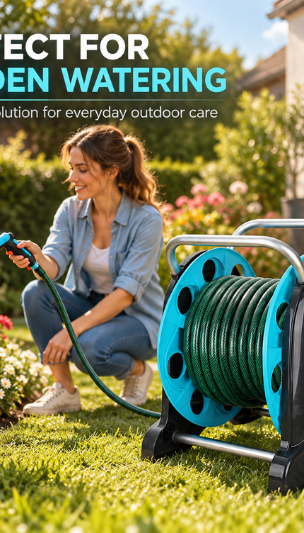 Garden Hose Reel Cart with 1/2in 20M Hose Portable Trolley Spray Nozzle Outdoor