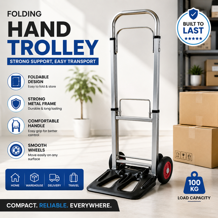 Hand Trolley Folding Sack Truck 90KG Lightweight Steel Aluminium Platform Cart