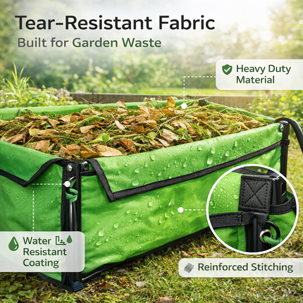 Folding Wheelbarrow Garden Cart Collapsible Fabric Yard Trolley 80KG Capacity