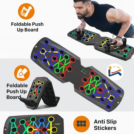 Foldable 14 in 1 Push Up Board Fitness Workout Train Gym Muscle Exercise Press