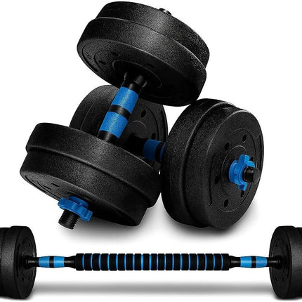 Adjustable Dumbbell & Barbell Set with Push Bar and Connecting Rod for Home Gym