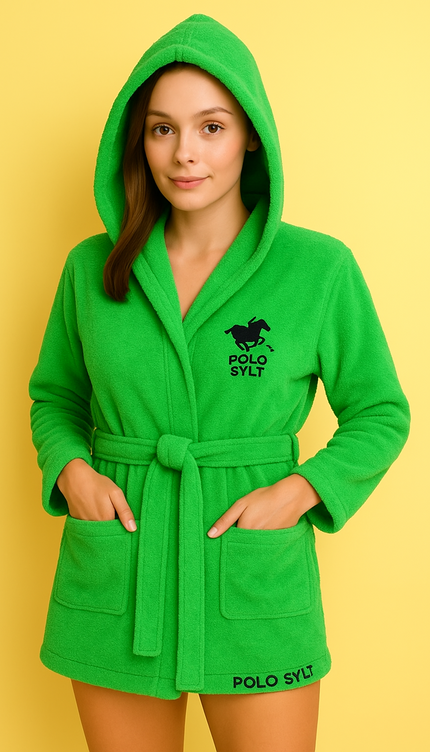 X-Small Gecko Green Unisex Cotton Terry Bathrobe Gown Soft Spa Robe Men Women