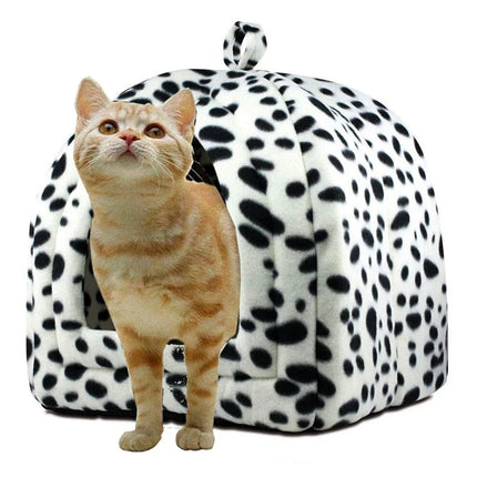Igloo Pet Bed Cat Dog Kitten Cave – Cozy Fleece Pyramid House Washable Warm