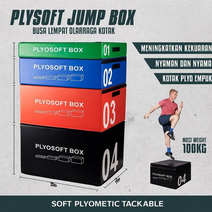 Soft Foam Plyometric Jump Box Set Of 3 Stackable Gym Fitness Exercise Plyo Boxes