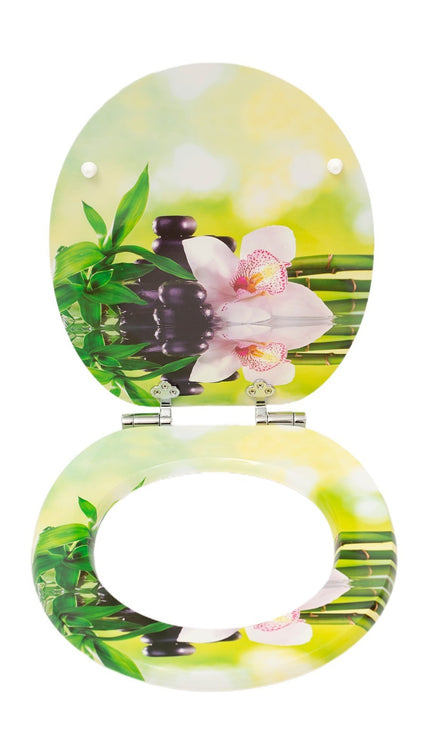 18" Universal Wooden Toilet Seat Easy Fit Bathroom WC Toilet Seat with Fittings
