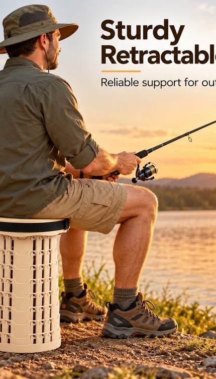Retractable Folding Stool 45cm Portable Telescopic Seat 250KG Camping Fishing