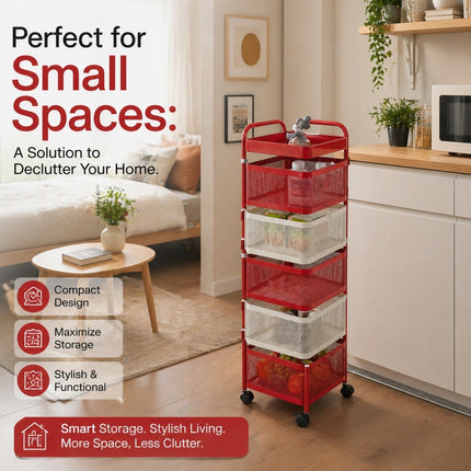 Rotating Storage Rack Square Trolley Kitchen Bathroom Organizer Vegetable Shelf