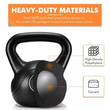 Kettlebell Set Vinyl Coated Cast Iron 4KG-20KG Gym Fitness Training Weights