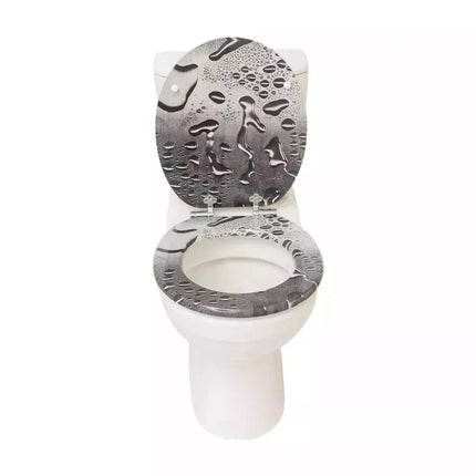 18" Universal Toilet Seat MDF Wooden Bathroom WC Easy Fit + Fittings Novelty
