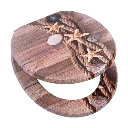 18" Universal Toilet Seat MDF Wooden Bathroom WC Easy Fit + Fittings Novelty