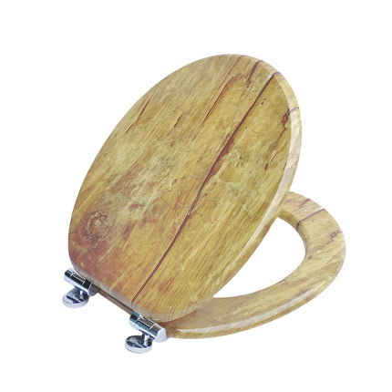 18" UNIVERSAL BATHROOM TOILET SEAT WOODEN EASY FIT WC SEAT WITH FITTINGS