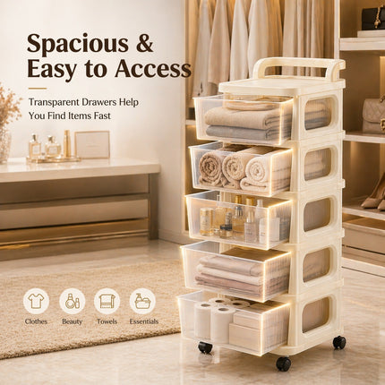 4/5 Tier Plastic Storage Trolley Drawers on Wheels Office Desk Home Organiser