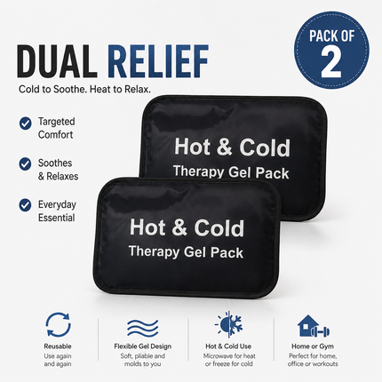 Hot Cold Gel Pack Reusable Heat Ice Therapy Migraine Sports Injury Pain Relief