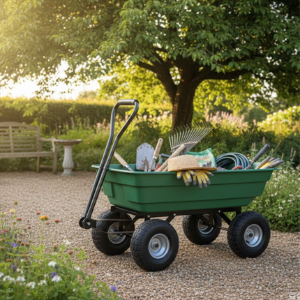 Garden Trolley Dump Cart Heavy Duty 300KG Tipping Wheelbarrow Truck Trailer 75L