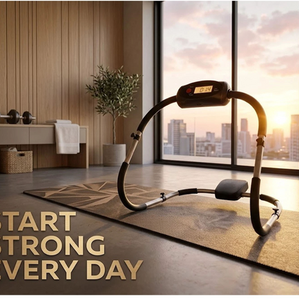 Ab Roller Sit Up Crunch Core Trainer With Padded Headrest And Monitor Gym