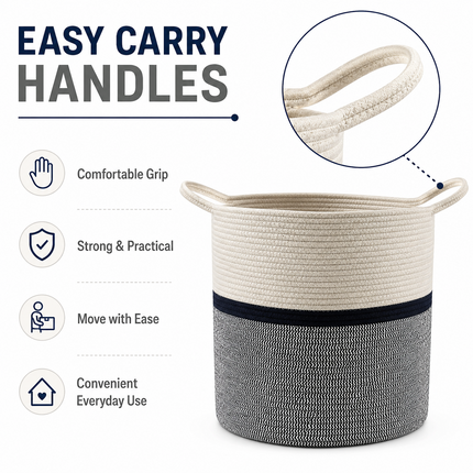 Cotton Rope Basket Toy Storage Laundry Hamper Medium Cloth Organizer