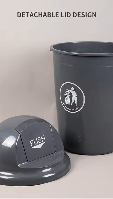 80L Large Plastic Dustbin Push Flap Lid Rubbish Waste Bin Home Office Kitchen