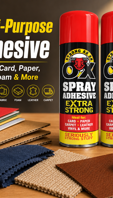2x Adhesive Glue Spray 500ml H Duty Multipurpose Aerosol Carpet Tile Fabric Foam