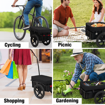 Bike Cargo Trailer with Storage Box & Waterproof Cover