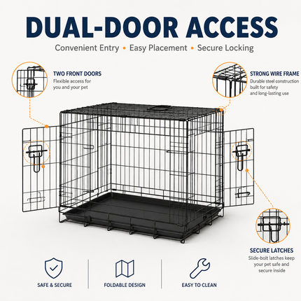 Pet Cage With Removable Tray 42 Inch Single Door Dog Cat Crate