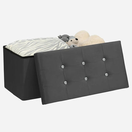 OTTOMAN STORAGE BOX FOLDING STORAGE OTTOMAN POUFFE BENCH SEAT TOY BOX 76cm