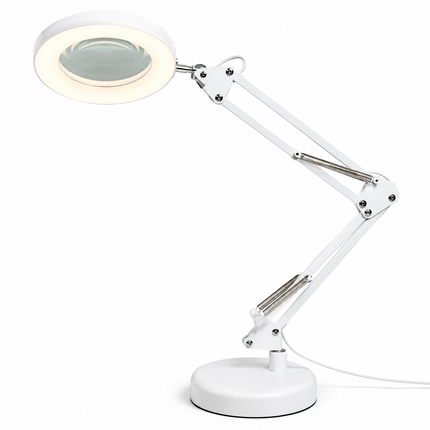 3X Magnifying Glass LED Desk Lamp Stepless Dimmable 3 Colour Swing Arm
