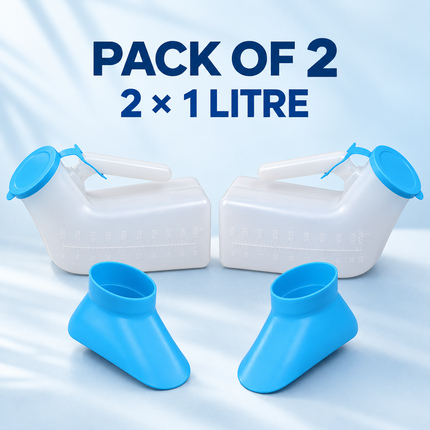 Unisex Urinal Bottle 1L Men & Women Spill-Proof Funnel Portable Bedside Travel