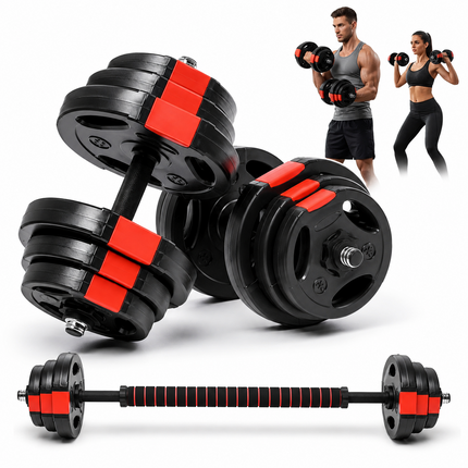 Dumbbell Set Adjustable 15KG Home Gym Fitness Training 3 Grip Weight Plates