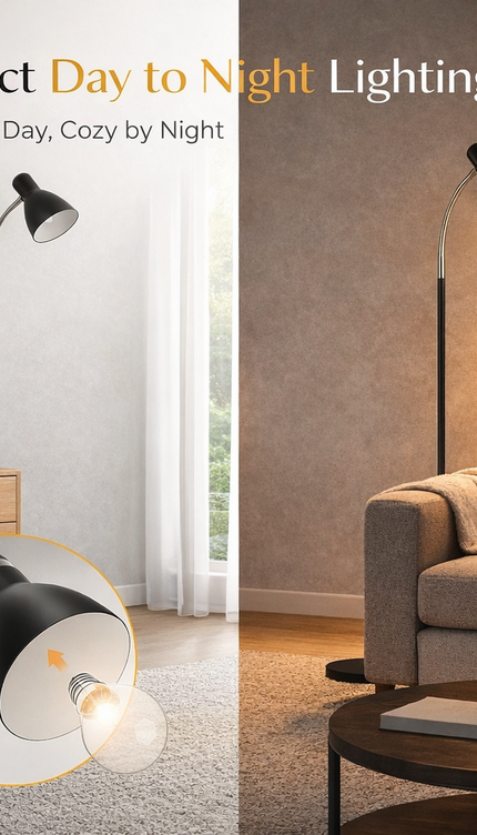 Metal Floor Lamp with Adjustable Neck & Heavy Base, Perfect for Reading & Office