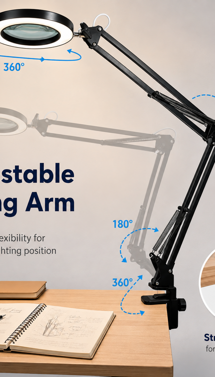 3X LED Magnifying Lamp with Swing Arm & Desk Clamp