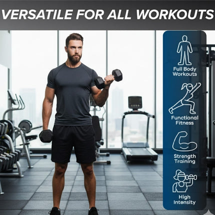 Hex Dumbbells Set 2.5kg-20kg Pair Rubber Encased Hexagonal Weight Lifting Gym