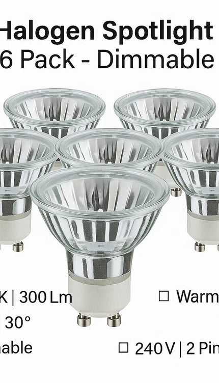 Spot Light Bulbs Pack Of 12 GU10 Halogen Warm White 2800K 300Lm 30° Dimmable 40W