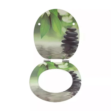 Universal Toilet Seat With Fitting Pebbles & Water Plants Novelty WC Seat 18"