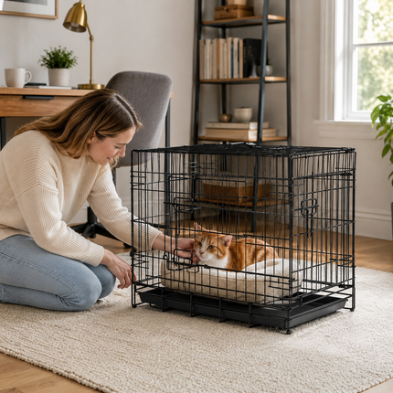 Pet Cage 30 Inch 1 Door Dog Crate Removable Tray Lock Carry Handle