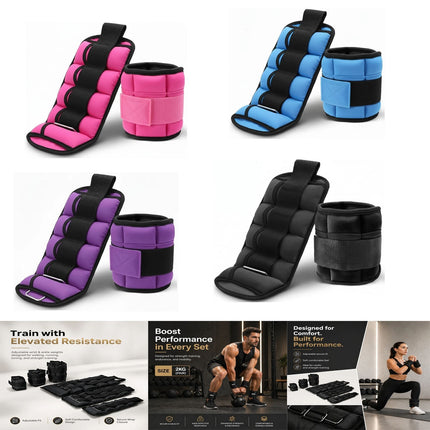 Ankle Wrist Leg Weights Straps 2 PCS Running Yoga Gym Training Exercise Fitness