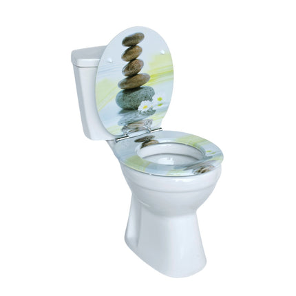 18" Universal Wooden Toilet Seat Easy Fit Bathroom WC Seat with Fixings Hinges
