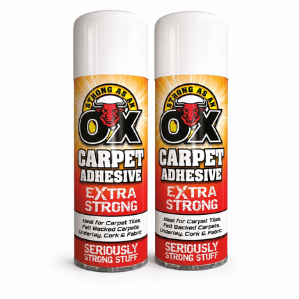 2 Pack Adhesive Glue Spray 500ml HeavyDuty Multi-Purpose Carpet Fabric Foam Tile